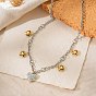 Duo Tone 304 Stainless Steel Crystal Rhinestone 5 Heart Pendant Necklaces for Women