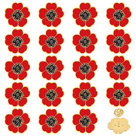 20шт. брошь из сплава с эмалью в виде мака, Застежки для значков на лацкан для рюкзака и одежды