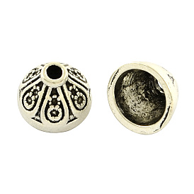 Apetalous Tibetan Style Alloy Bead Caps, Cadmium Free & Lead Free, 10x7mm, Hole: 2mm