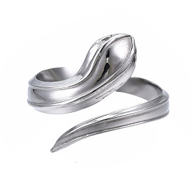 304 Stainless Steel Snake Wrap Open Cuff Ring for Women