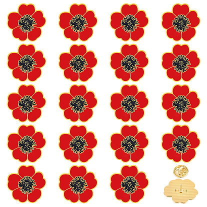 20шт. брошь из сплава с эмалью в виде мака, Застежки для значков на лацкан для рюкзака и одежды