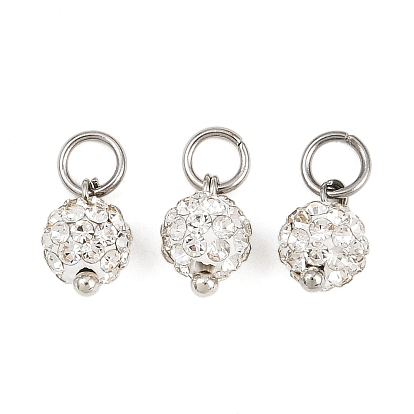 Круглые подвески из полимерной глины ручной работы со стразами, с проушинами из нержавеющей стали