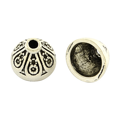 Apetalous Tibetan Style Alloy Bead Caps, Cadmium Free & Lead Free, 10x7mm, Hole: 2mm