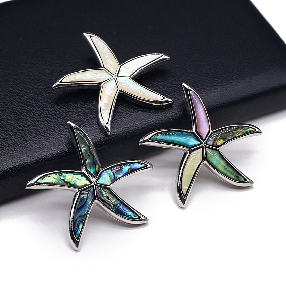 Natural Shell Brooches for Backpack Clothes, Starfish