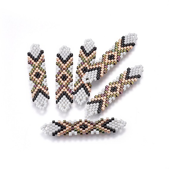 MIYUKI & TOHO Handmade Japanese Seed Beads Links, Loom Pattern, Shuttle Shape