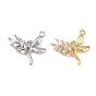 Латунные микропаве прозрачные подвески с фианитом, пшеница с бабочкой, без кадмия, без никеля и без свинца