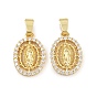 Латунные микро проложить кубического циркония подвески, овальные с рисунками " virgin mary", долговечный, стойки покрытие