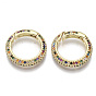 Brass Micro Pave Cubic Zirconia Spring Gate Rings, Nickel Free, Ring, Colorful