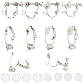 32шт 2 стиль латунные клипсы серьги конвертеры выводы, 32 шт. 2 стильные удобные силиконовые подушечки для сережек