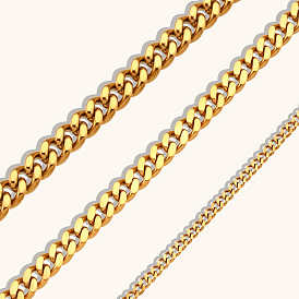 Minimalist Cuban Link Gold Bracelet - Stainless Steel 18K Plated Jewelry for Women