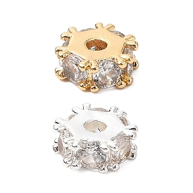 Латунные микро проложить кубического циркония бусы, без кадмия, без никеля и без свинца, плоско-круглые