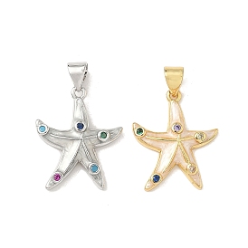 Кулоны с эмалью из латуни с микро паве, красочные кубические циркония, морская звезда, без кадмия и без свинца, долговечный, стойки покрытие