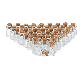 Transparent Glass Essential Oil Bottles, Refillable Bottle, with Cork, Column