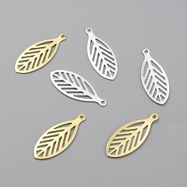 Brass Pendants, Long-Lasting Plated, Leaf