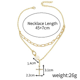 Двухслойное ожерелье с крестом для мужчин и женщин - модный аксессуар в стиле хип-хоп