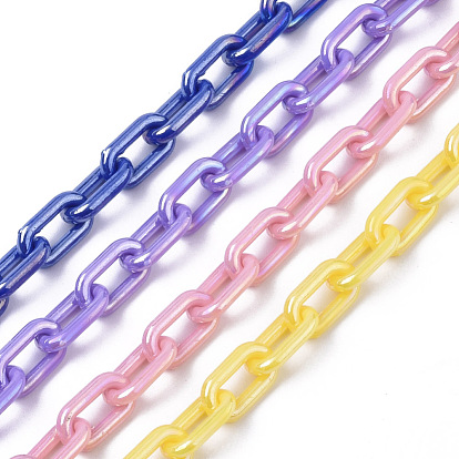Acrylic Opaque Cable Chains, AB Color, Oval