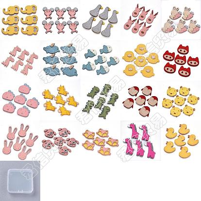 SUNNYCLUE 40Pcs 20 Styles Faux Suede Patches, Costume Ornament Accessories, for Magic Tape Hair Clip Making, with Resin Rhinestones