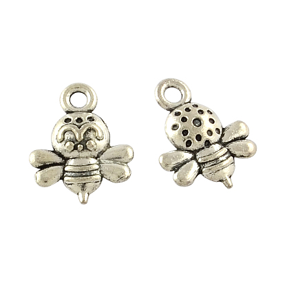 Estilo tibetano encantos de abeja de aleación, sin plomo y cadmio, 14x11x4 mm, agujero: 2 mm, Sobre 625 unidades / 500 g
