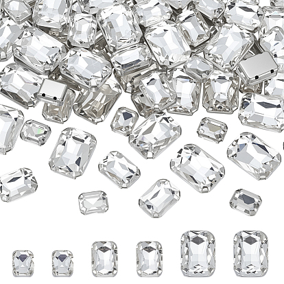 75Шитье со стразами, многожильных ссылки, стекло горный хрусталь, с латунными зубцами в платиновых тонах, прямоугольные