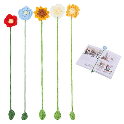 5 pièces 5 styles marque-pages en polyester tissé à fleurs