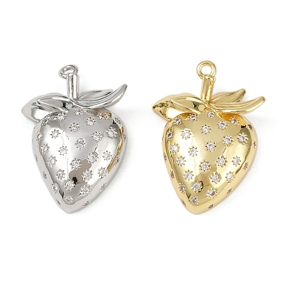 Латунные микро проложить кубического циркония подвески, клубника, без свинца и без кадмия, долговечный, стойки покрытие