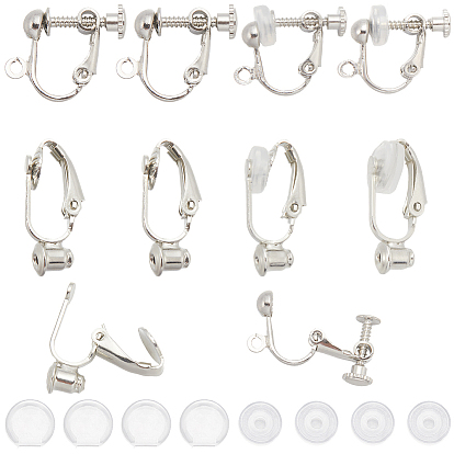 32шт 2 стиль латунные клипсы серьги конвертеры выводы, 32 шт. 2 стильные удобные силиконовые подушечки для сережек