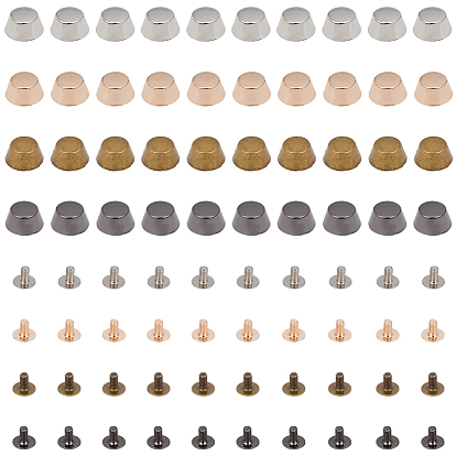 40 Bags 4 Colors Alloy Bag Feets, Cone Shape