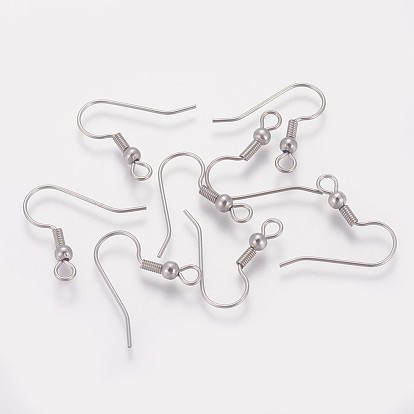 316 Surgical Stainless Steel Earring Hooks, Ear Wire, with Horizontal Loop