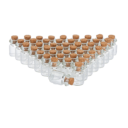 Transparent Glass Essential Oil Bottles, Refillable Bottle, with Cork, Column