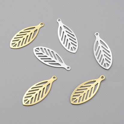 Brass Pendants, Long-Lasting Plated, Leaf