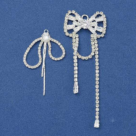 Подвески латунные горный хрусталь, без кадмия и без свинца, бантом