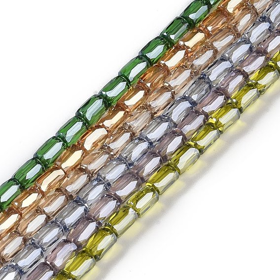 Стеклянные бусины с гальваническим покрытием , гальваническое покрытие, граненые, колонка