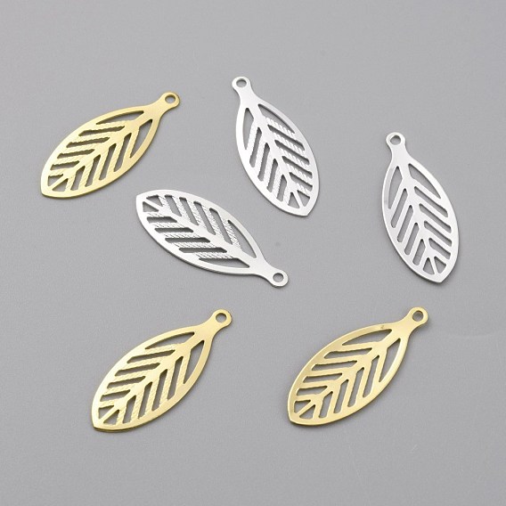 Brass Pendants, Long-Lasting Plated, Leaf