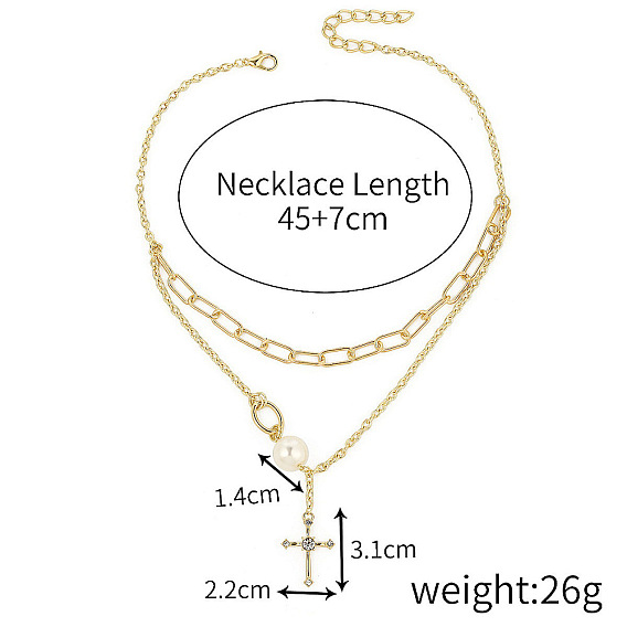 Двухслойное ожерелье с крестом для мужчин и женщин - модный аксессуар в стиле хип-хоп