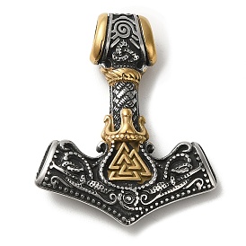 Viking 304 Stainless Steel Pendants, Anchor with Valknut Charm