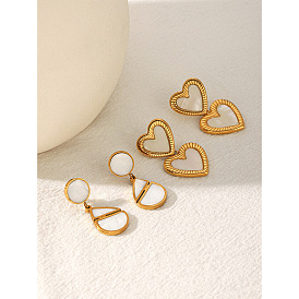 304 Pendientes colgantes de acero inoxidable con forma de concha para mujer, dorado