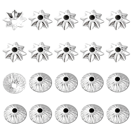 100Pcs 2 Style Brass Bead Cap, Multi-Petal Flower