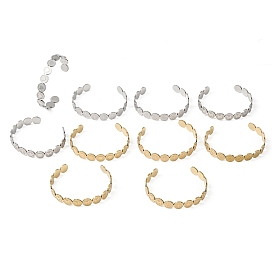 201 женские браслеты-манжеты из нержавеющей стали, плоско-круглые