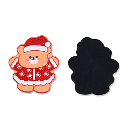 Printed Embossed Opaque Acrylic Cabochons, Christmas Style, Bear