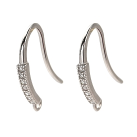 Rhomdium Plated Sterling Silver Earring Hooks, with Cubic Zirconia