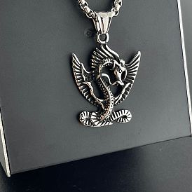 Винтажный панк 304 ожерелья с подвеской в виде дракона из нержавеющей стали для мужчин