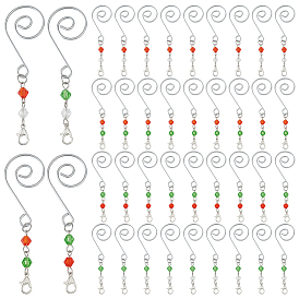 100 шт. 4 стили сплава рождественский крючок, с застежками-карабинами из стеклянных бусин и сплава