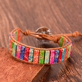Colorful Natural Emperor Stone Yoga Bead Wrap Bracelet Adjustable