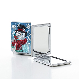 DIY Diamond Painting Stickers Kits For Plastic Mirror Making, with Glass, Resin Rhinestones, Diamond Sticky Pen, Tray Plate and Glue Clay, Rectangle with Snowman Pattern