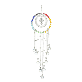 Décorations pendantes en verre enveloppées de fil de cuivre rond et en forme de larme, ornements suspendus en laiton