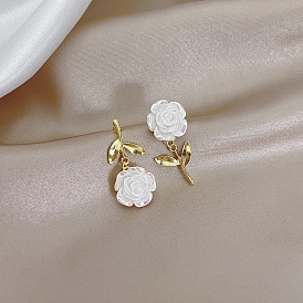 Romantic Rose Tassel Earrings with Reversed Flower Design for Women