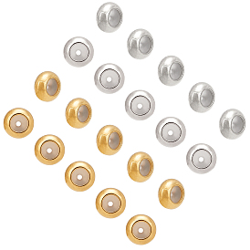 201 Stainless Steel Beads, with Rubber Inside, Slider Beads, Rondelle