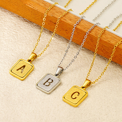 304 подвеска в форме прямоугольника из нержавеющей стали с полыми буквами, ионное покрытие (ip), матовый стиль, реальный 18 k позолоченный