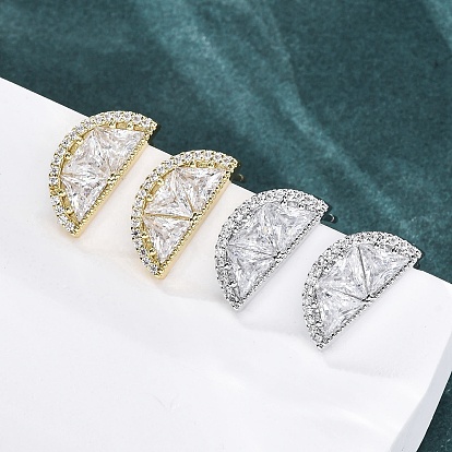 Серьги-гвоздики из латунного микро-паве, стойки покрытие, долговечный, без свинца и без кадмия, лимон