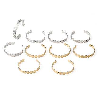 201 женские браслеты-манжеты из нержавеющей стали, плоско-круглые